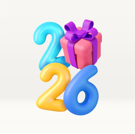 3d Happy New Year 2026のイラスト素材