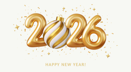 3d Gold Foil Balloons and Christmas ball
