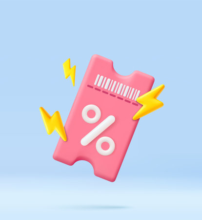 3D coupon with flash.のイラスト素材