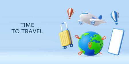 3d Time to travel concept with phone.