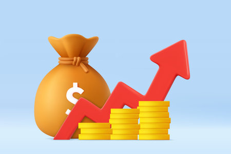3D financial growth concept with coins and arrowのイラスト素材