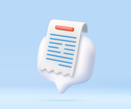 3D receipt icon inside chat bubbleのイラスト素材