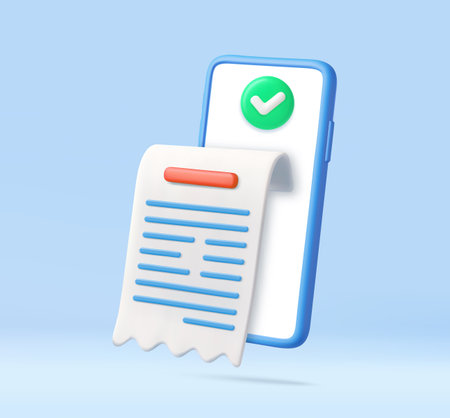 3D mobile receipt with payment confirmationのイラスト素材