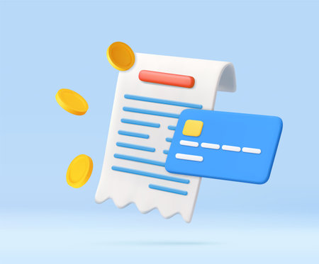 3D credit card payment with digital receiptのイラスト素材