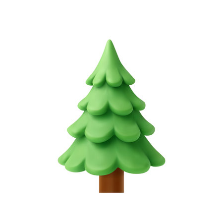 3D cartoon pine tree isolated on whiteのイラスト素材