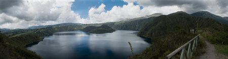The gorgeous blue Cuicocha lake as seen from the best viewpoint of the hike. Cuicocha Lake inside...