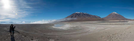 Beautiful landscape of the majestic Andes mountain range in Bolivia, South Americaの写真素材