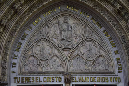 The Metropolitan Cathedral on the edge of the Parque Seminario (Iguana Park) near the center of downtown Guayaquil, Ecuadorの写真素材