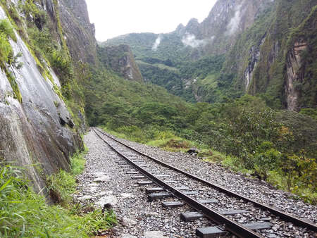 Railway from Hydroelectrica to Aguas Calientes, Peru.の写真素材