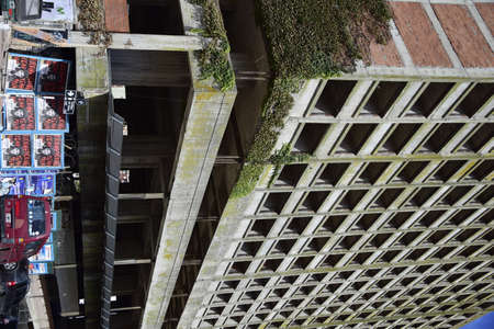 Empty window openings in the building Mar del Plata. Buenos Aires, Argentina.