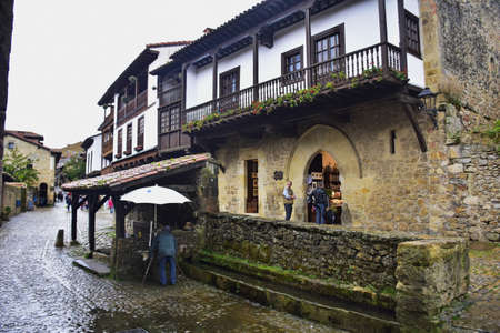 Spain - 14 October 2019: The architecture of the ancient town. The Way of St. James, Northern Route,...