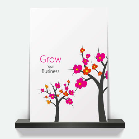Spring flower tree Business magazine cover. Vector illustrationのイラスト素材