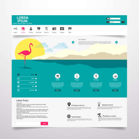 Flat Website template in editable vector formatのイラスト素材