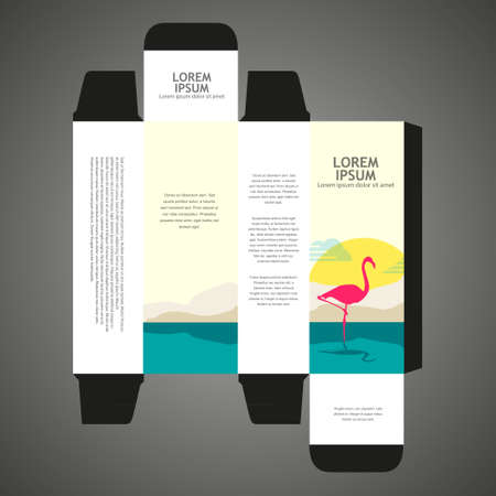 Perfume box design with flamingo illustrationのイラスト素材