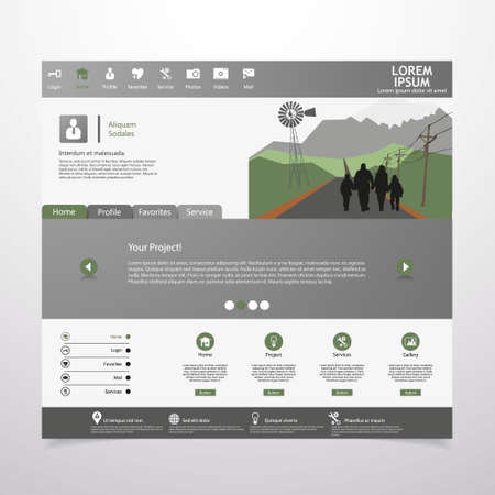 flat website Template with flat landscapeのイラスト素材