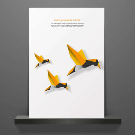 Flyer or cover design with minimal Origami birdsのイラスト素材