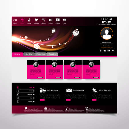 Vector web site design template with lighting abstract flowersのイラスト素材