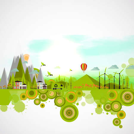 Modern Abstract Ecology Townのイラスト素材