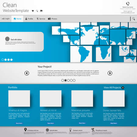web design vector blue template, easy editableのイラスト素材