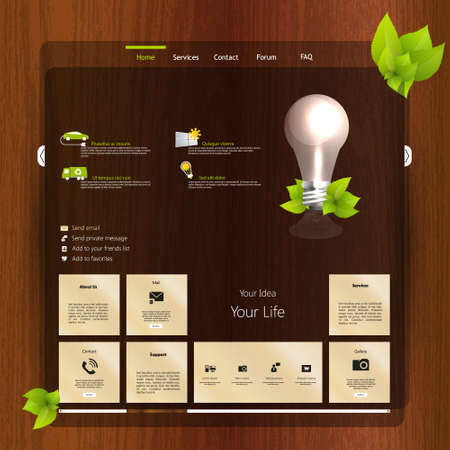 Website design template with woodのイラスト素材