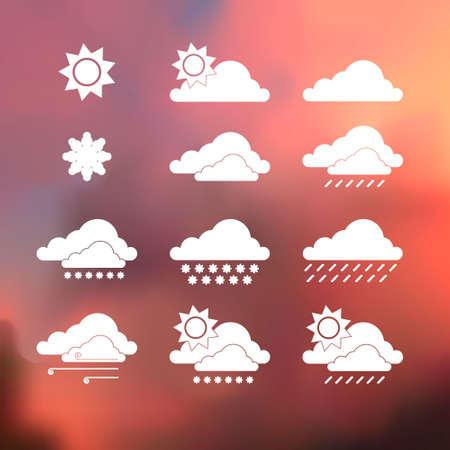 Weather Vector Icons on blurred background. Isolated from background. Each icon in separately folder.のイラスト素材