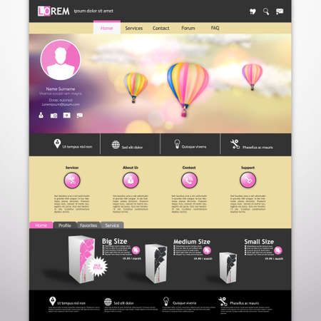 Website Template Vector /with hot air balloon in the vintage bokeh sky illustration/のイラスト素材