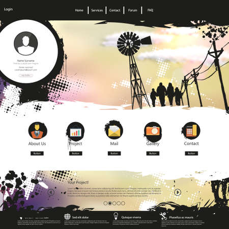 Website template /Grunge colorful professional design/のイラスト素材
