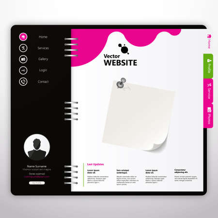 Website template Open notepad with bookmarksのイラスト素材