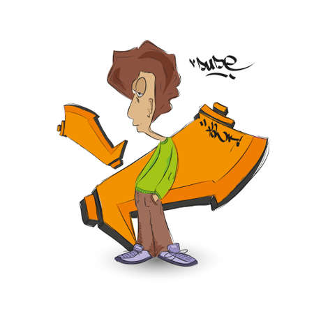 Dude graffiti illustration. Hand-drawn Vector illustration.のイラスト素材