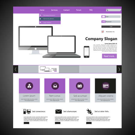 Flat Web Design elements. Templates for website.のイラスト素材