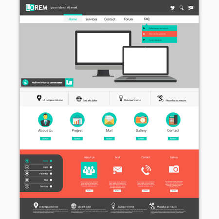 Modern flat website template design Eps 10のイラスト素材