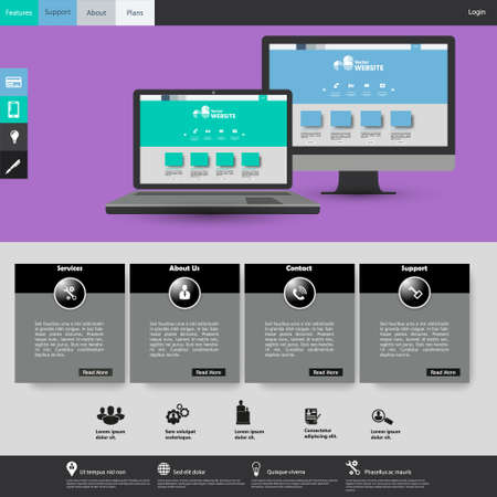 Modern flat website template design Eps 10のイラスト素材