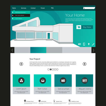 Flat Web Design elements. Templates for website. with minimalistic house lineart illustration.のイラスト素材