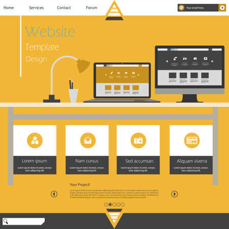 Modern Minimal Flat Website Design Template Eps 10のイラスト素材