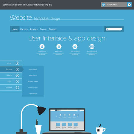 Flat Web Design elements. Templates for website.のイラスト素材