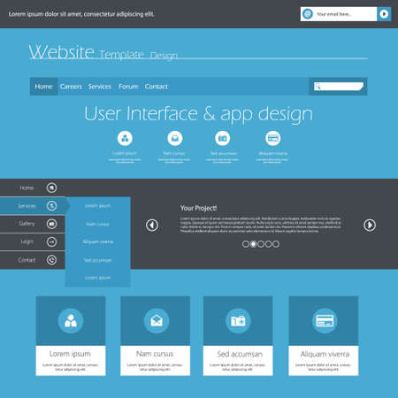 Flat Web Design elements. Templates for website.のイラスト素材