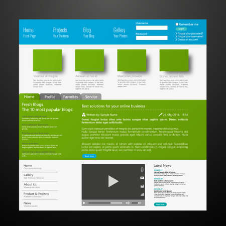 web design elements, buttons, icons. Website template.のイラスト素材