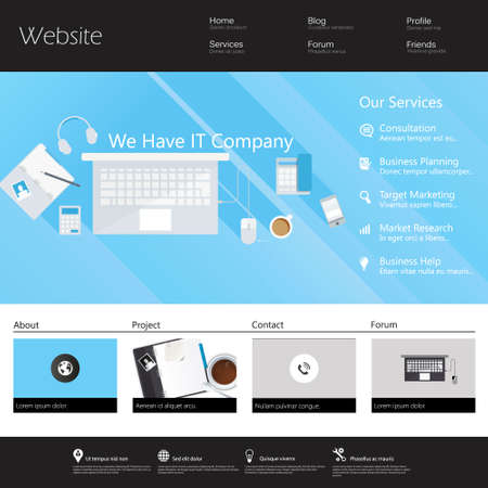 Modern Flat Website Template EPS 10 Vector illustrationのイラスト素材