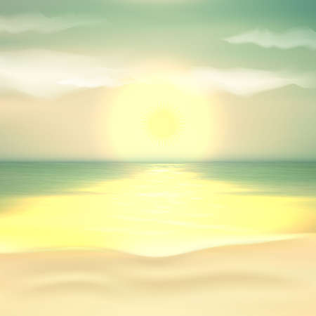 Beautiful Seascape vector illustration. Paradise beach.のイラスト素材