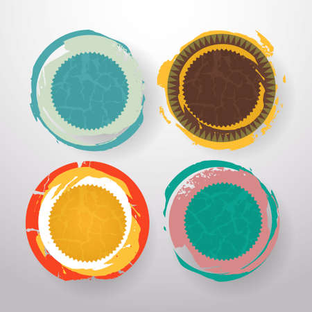 Grunge Colorful Retro Emblem Setのイラスト素材