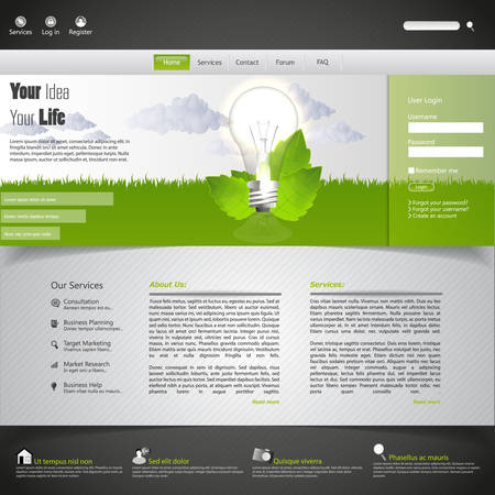 Green eco vector website template with lighbulbのイラスト素材