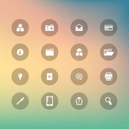 Modern Vector Icons On Bokeh Backgroundのイラスト素材