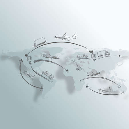 Logistics technology concept Hand draw Sketchのイラスト素材