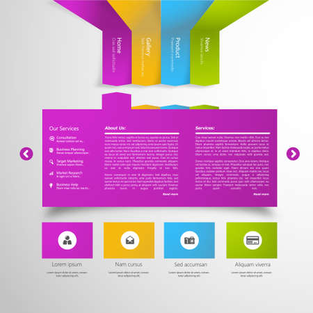 Corporate Website template. Creative web Multifunctional Media design. Mobile interface. Vector. Editable.のイラスト素材