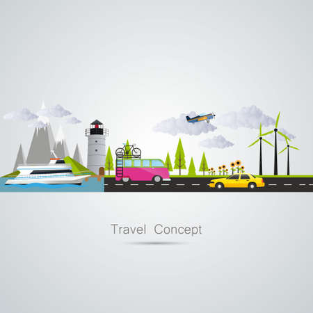 Modern vector illustrationconcept of traveling, planning a summer vacation. Flat desing style. Vectorのイラスト素材