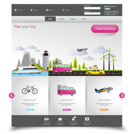 Tourism Website Template with travelling concept. Vector EPS 10.のイラスト素材
