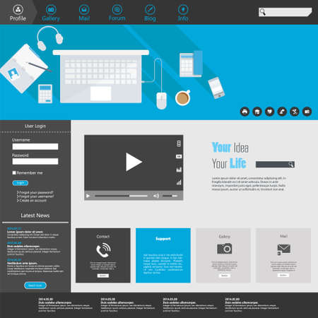 Flat Website Template Vector Eps 10のイラスト素材
