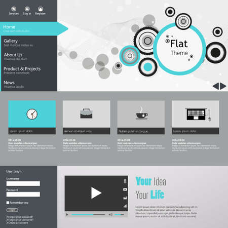 Flat Web Design, elements, buttons, icons. Templates for website.のイラスト素材