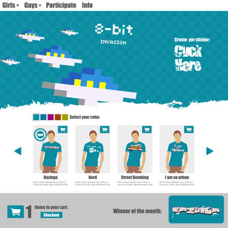 Flat Web Design, T-shirt shop ufo themeのイラスト素材