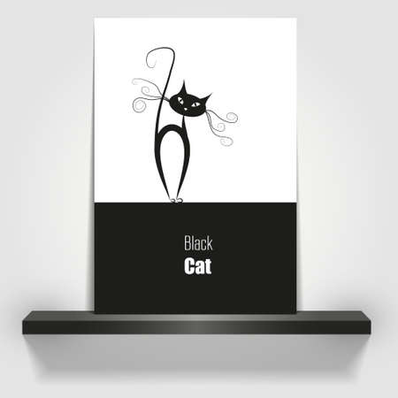 flyer or cover design with black cat illustrationのイラスト素材